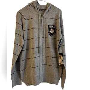Ed Hardy Christian Audigier Wool Blend Full Zip Hoodie sweater SZ MED NWT